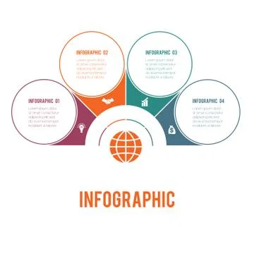 Colorful semicircle and circles.  Elements of Infographics Conceptual Cyclic  Stock Illustration