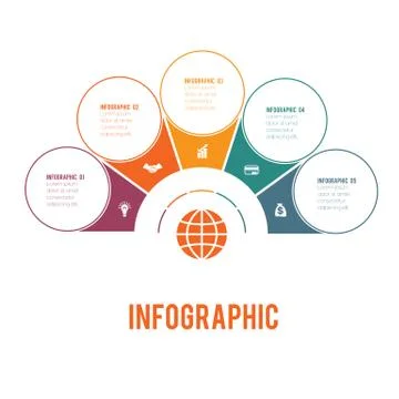 Colorful semicircle and circles.  Elements of Infographics Conceptual Cyclic  Stock Illustration