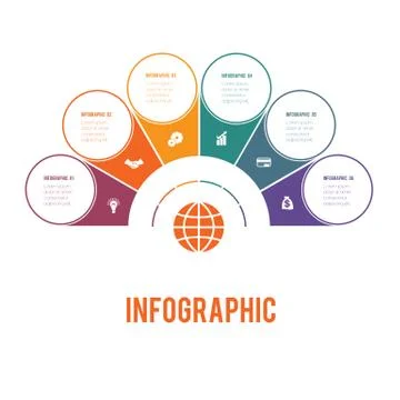 Colorful semicircle and circles.  Elements of Infographics Conceptual Cyclic  스톡 일러스트