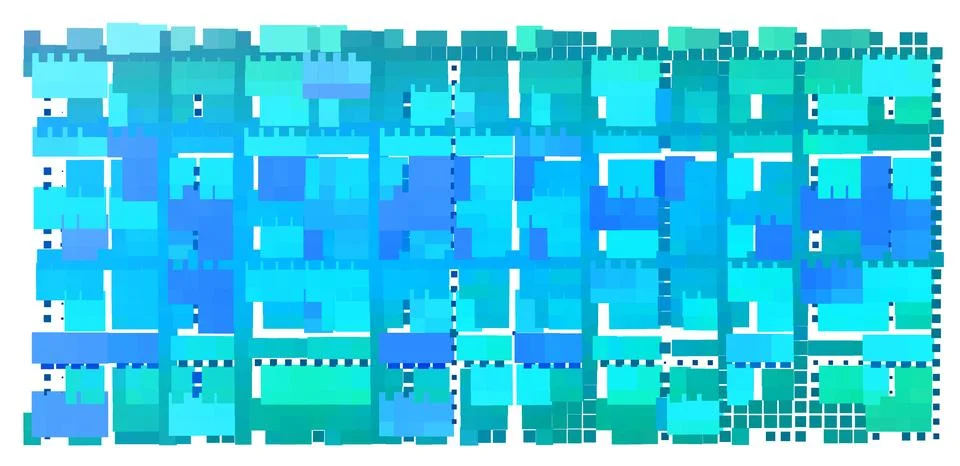 Colorful Semiconductor with Microchip Grid Pattern Stock Illustration
