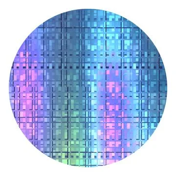 Colorful Semiconductor Silicon Wafer with Microchip Grid Pattern Stock Illustration