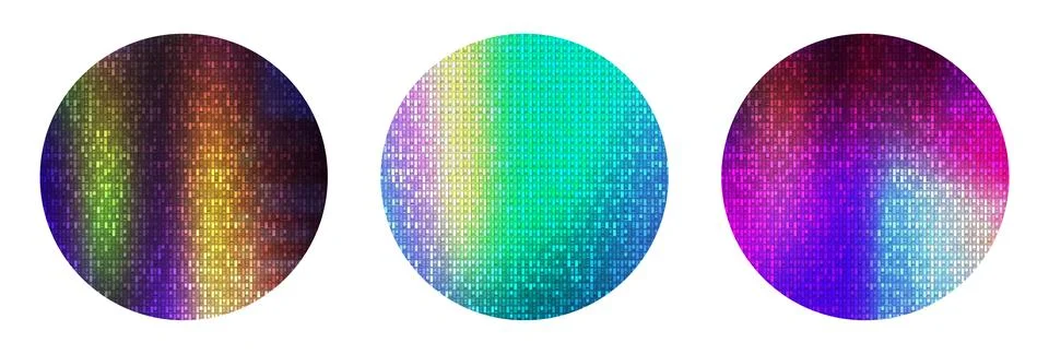 Colorful Semiconductor Silicon Wafer with Microchip Grid Pattern Stock Illustration