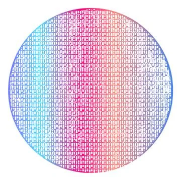 Colorful Semiconductor Silicon Wafer with Microchip Grid Pattern Stockillustratie