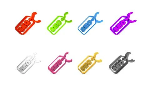 Colorful SEO optimization icon isolated on white background. Minimalism con.. Stock Illustration