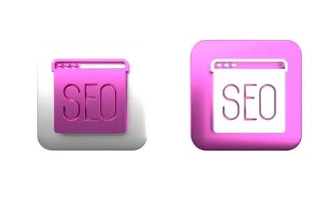 Colorful SEO optimization icon isolated on white background. Square button... Stock Photos