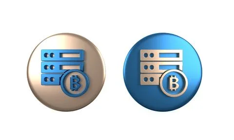 Colorful Server bitcoin icon isolated on white background. Circle button. 3.. Stock Illustration