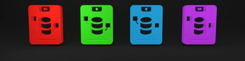 Colorful Server, Data, Web Hosting icon isolated on black background. Minim.. Stock Illustration