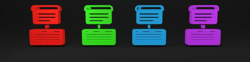 Colorful Server, Data, Web Hosting icon isolated on black background. Minim.. Illustrazione stock