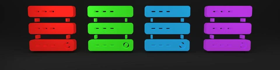 Colorful Server, Data, Web Hosting icon isolated on black background. Minim.. 스톡 일러스트