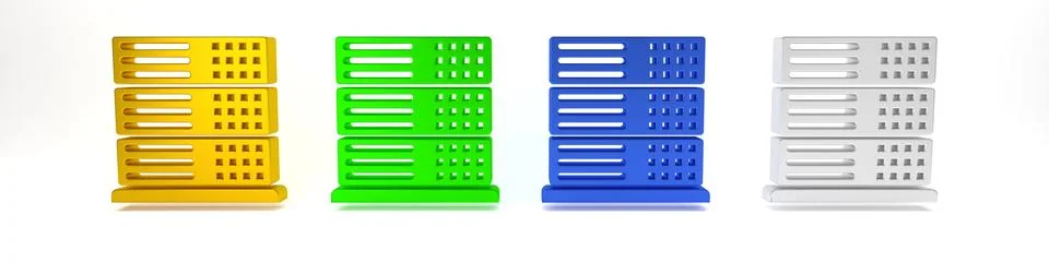 Colorful Server, Data, Web Hosting icon isolated on white background. Minim.. Stock Photos
