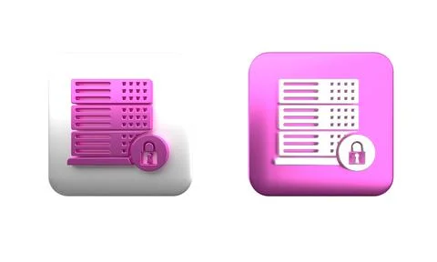 Colorful Server security with closed padlock icon isolated on white backgro.. 库存插图