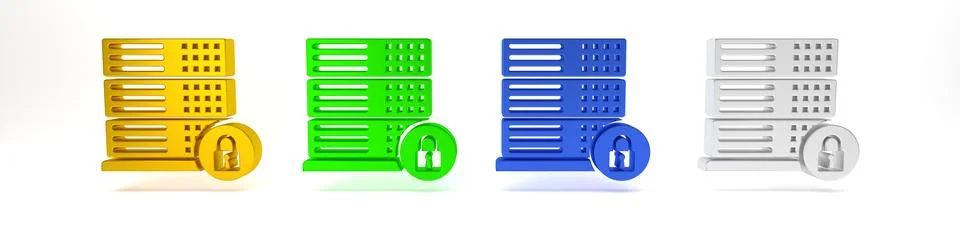 Colorful Server security with closed padlock icon isolated on white backgro.. Stock Photos