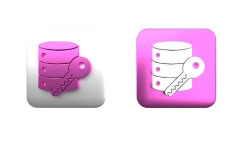 Colorful Server security with key icon isolated on white background. Securi.. Foto stock