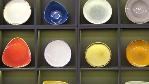 Colorful Serving Dishes / Plates Tableware Stock Footage 172376137