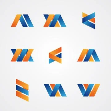 Colorful set of abstract creative logos Stock Illustration