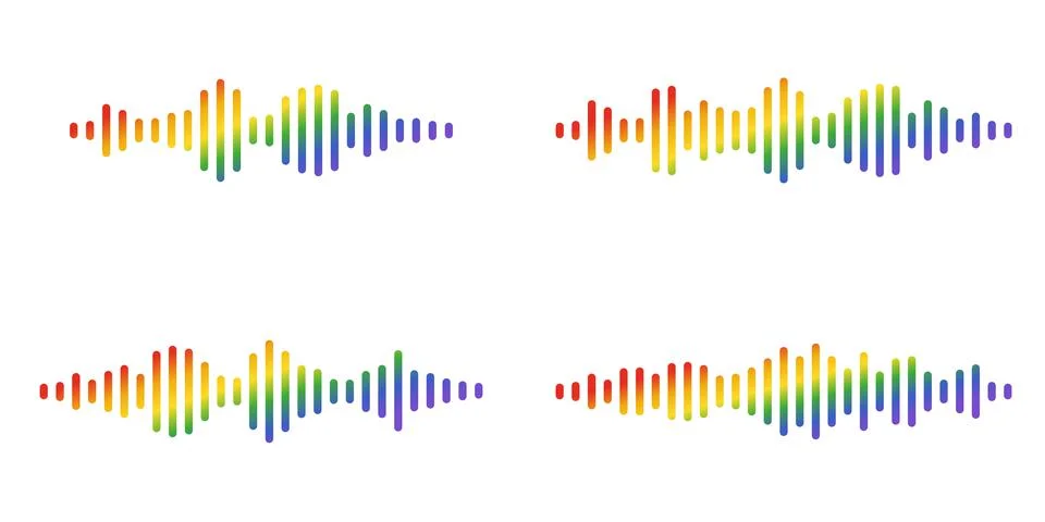 Colorful set audio message wave or set sound waves equalizer. Isolated white Stock Illustration