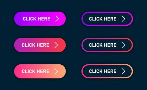 Colorful set of buttons with gradient and with multiple states for hover and  Illustrazione stock