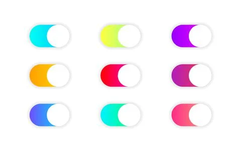 Colorful set of buttons with gradient slide. Isolated on dark blue background Stock Illustration