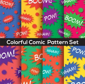 Colorful Set Comic Book Speech Bubbles Seamless Pattern Vector Illustration Illustrazione stock