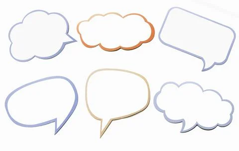Colorful set of different speech bubble as a cloud isolated on white backgrou Stock Illustration