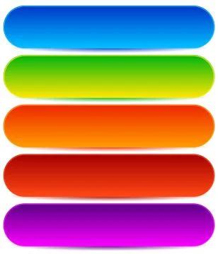 Colorful set of empty button, banner backgrounds. Long buttons with rounded c Stock Illustration