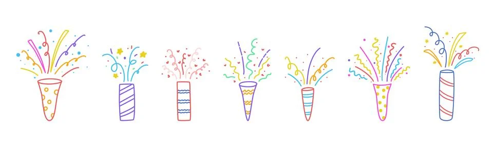 Colorful set of exploding firecrackers Illustrazione stock