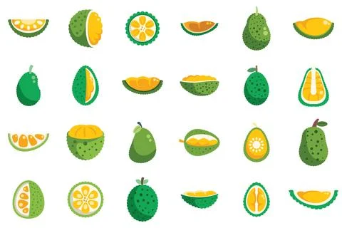 This colorful set features jackfruit in various forms, ideal for food Stock Illustration