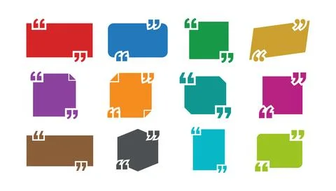 Colorful set of flat design speech bubble quote icons in various colors Illustrazione stock