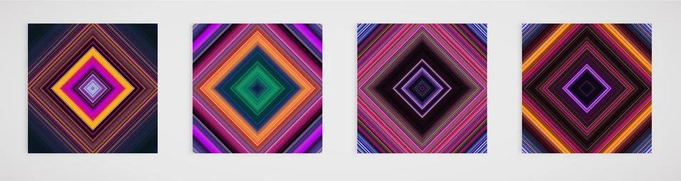 Colorful set of four line pattern, vector illustration Stock Illustration