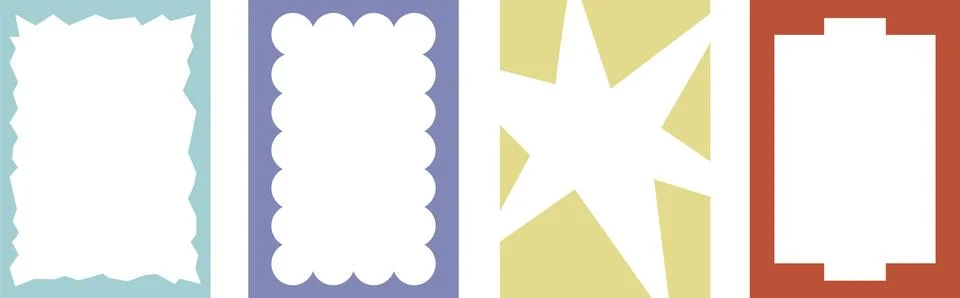 Colorful set of frames with different shapes. Stock Illustration