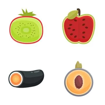 Colorful set of fruit cross sections Illustrazione stock