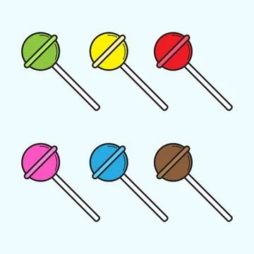 Colorful set of lollipop candy vector illustrtion.  Stock element design te.. Illustrazione stock