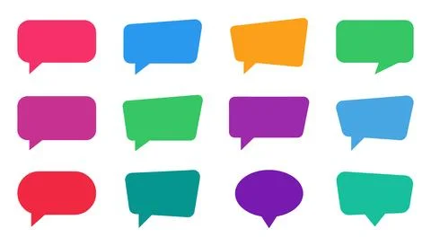 Colorful set of speech bubble icons in flat design style Illustrazione stock
