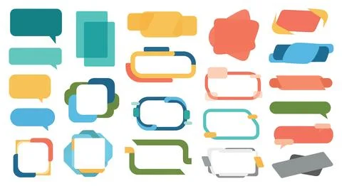 Colorful set of speech bubbles and thought balloons. various shapes for com.. Stock Illustration