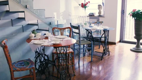 Colorful set tables Stock Footage 86171860