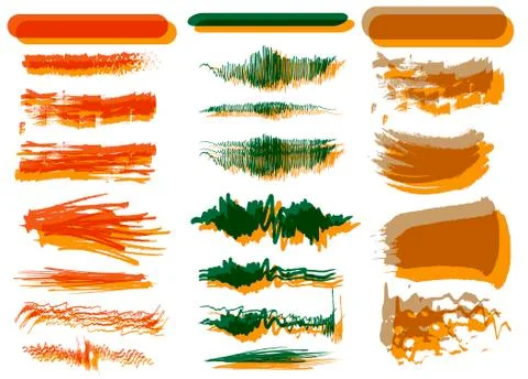 Colorful Set of vector brush strokes double vision, isolated on white background Stock Illustration