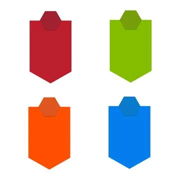 Colorful Set of Vector Shields with Paper and Sticker Elements Stock Illustration