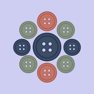 Colorful Sewing Buttons in Circle Layout Иллюстрация