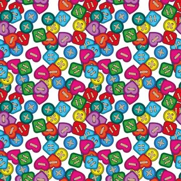 Colorful Sewing Buttons Seamless Pattern Stock Illustration