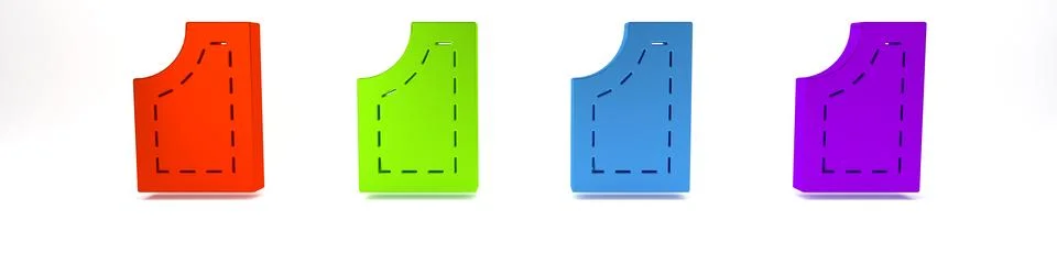 Colorful Sewing pattern icon isolated on white background. Markings for sew.. Stock Illustration