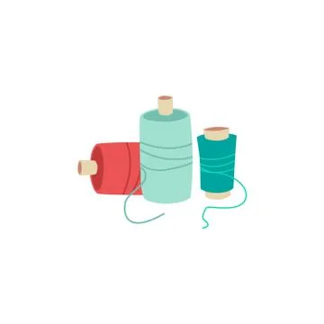 Colorful sewing thread spools isolated on white background. Stock Illustration