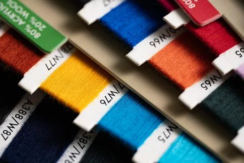 Colorful Sewing Threads Close Up with Soft Focus Foto stock