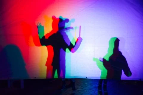 Colorful Shadows Against a Backdrop Stock Photos