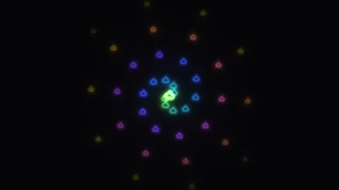 Colorful shapes form a spiral pattern in circular motion Видео 338242448