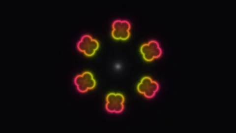 Colorful shapes in motion form a circular pattern with Stock Footage 338110387