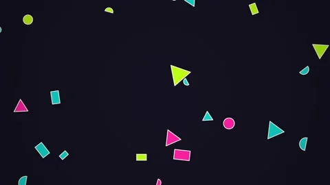 Colorful shapes move and dance across a dark background Stock Footage 338323148