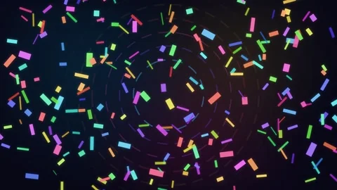 Colorful shapes moving in a circular pattern on a dark background Stock Footage 336995267