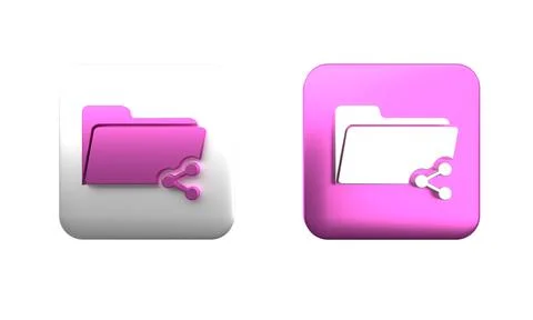 Colorful Share folder icon isolated on white background. Folder sharing. Fo.. Illustrazione stock