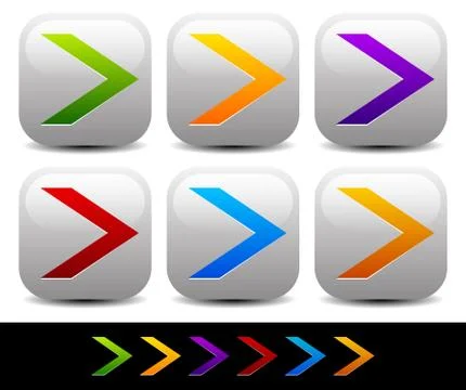 Colorful sharp arrowheads pointing right Stock Illustration