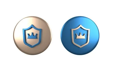 Colorful Shield with crown icon isolated on white background. Circle button.. Stock Illustration